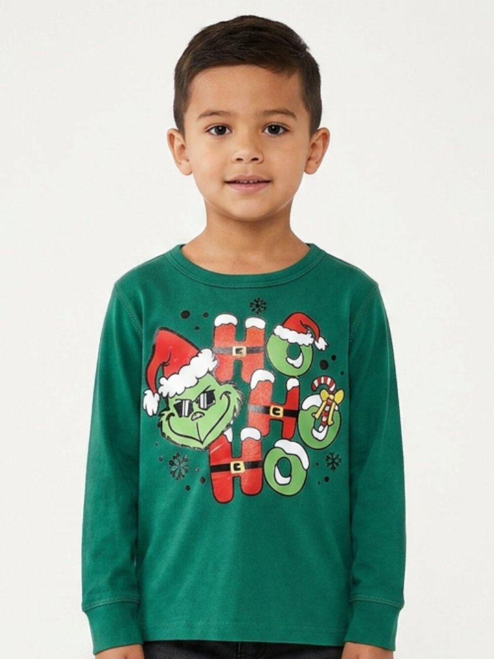 Leveret kids green Grinch HO HO HO long sleeve cotton holiday shirt size 6